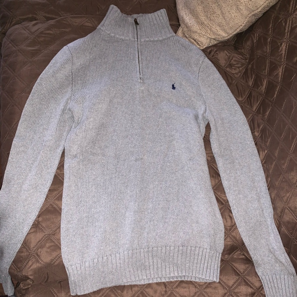 Grey Polo tight fit Turtleneck Sweater.